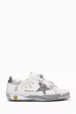 Old School Sneakers with Glitter Star in Leather