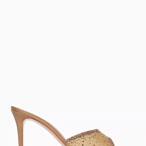Gianvito Rossi Rania 85 Organza Crystal Mules in Metallic Leather