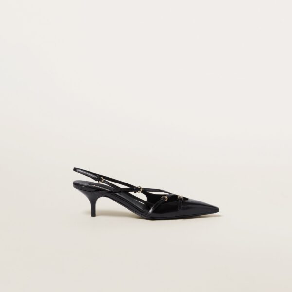 Miu Miu  Brushed leather slingbacks with buckles