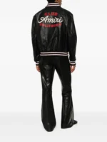 AMIRI Ebroidered Leather Varsity Jacket - Image 4