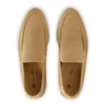 Loro Piana Summer Walk Suede Light Wood Smoke Loafers - Image 3