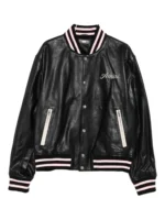 AMIRI Ebroidered Leather Varsity Jacket