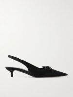 BALENCIAGA  Knife bow-embellished twill slingback pumps Black