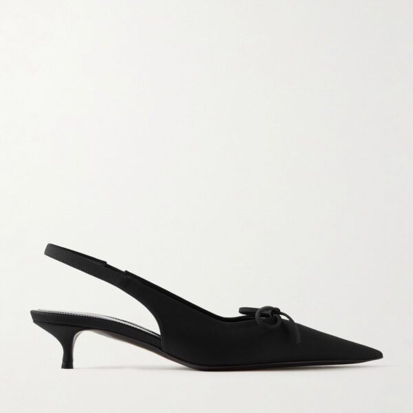 BALENCIAGA  Knife bow-embellished twill slingback pumps Black